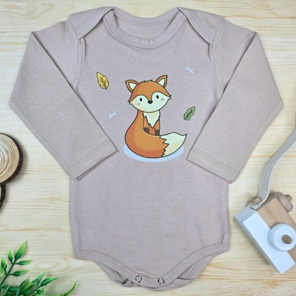 Body para Bebê Manga Longa Menina Bege- Raposinha