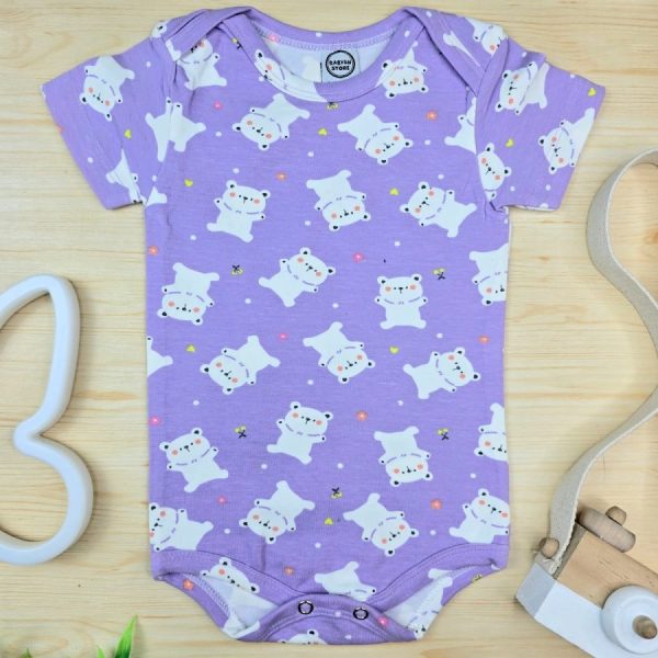 Body Curto Para Bebê Menina Lilás-Ursinha