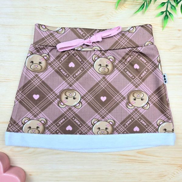 Mini Saia Infantil Rosa Ursinhas
