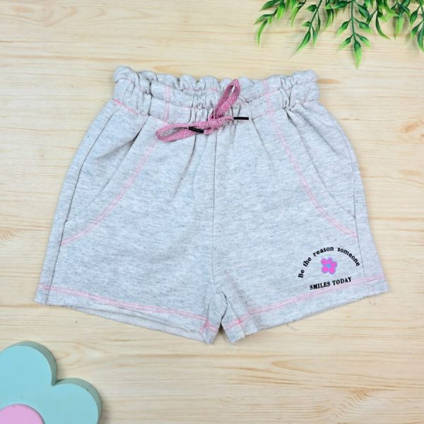Shorts Moletinho Feminino Infantil Mescla com Rosa