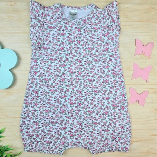 Macacão Curto Bebê Menina Algodão-Florzinhas