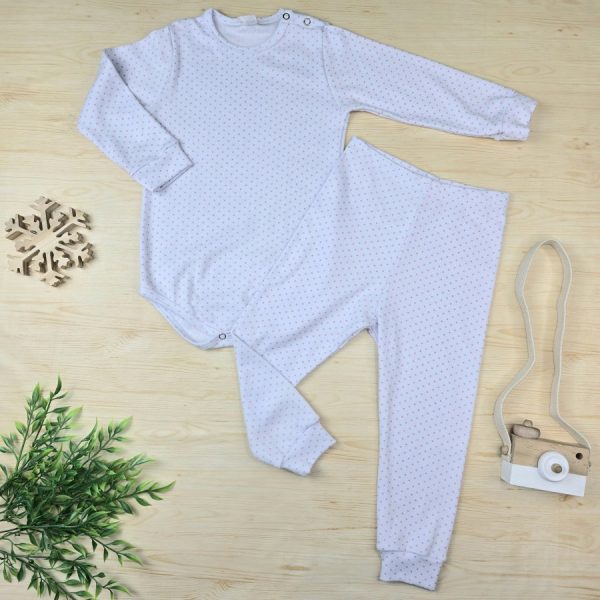 Conjunto Bebê Menina Pijama Pagão Ribana Premium-Branco/ Rosa Póa