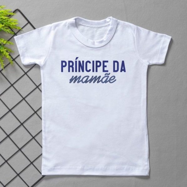 Camiseta Curta Infantil Branca-Príncipe da Mamãe