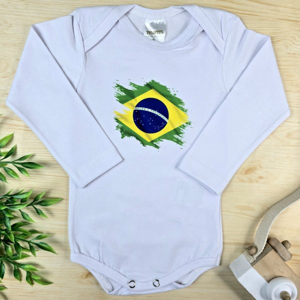 Body para Bebê Manga Longa Estampado-Bandeira