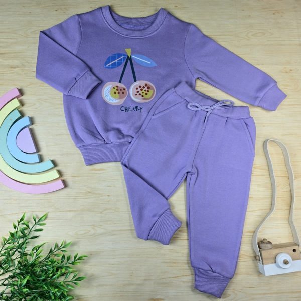 Conjunto Moletom Infantil Menina Lilás-Cereja