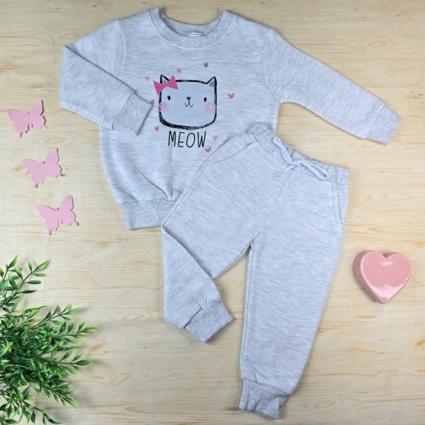 Conjunto Moletom Infantil Menina Mescla-Gatinha