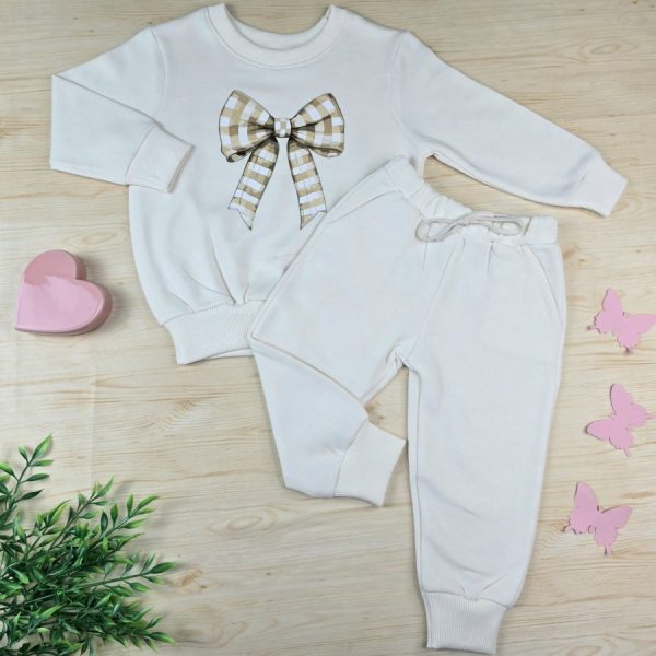 Conjunto Moletom Infantil Menina Off - Laço