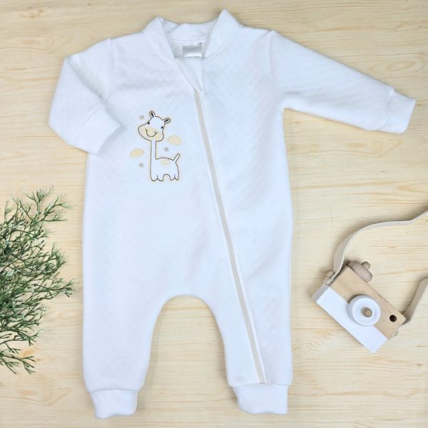 Macacão Bebê Matelassê Bordado Off - Girafa