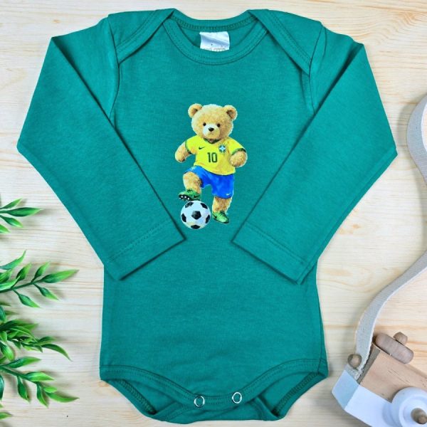 Body para Bebê Menino Manga Longa estampado-Urso Jogador