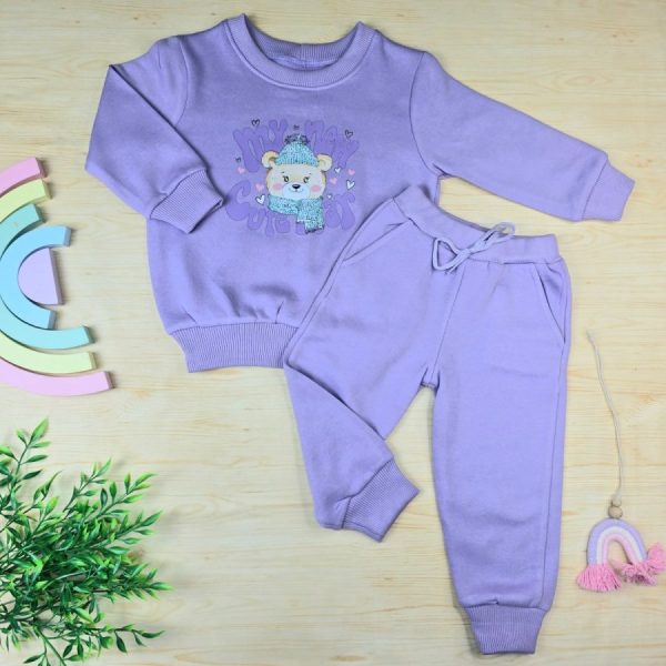 Conjunto Moletom Infantil Menina Lilás-Ursinha