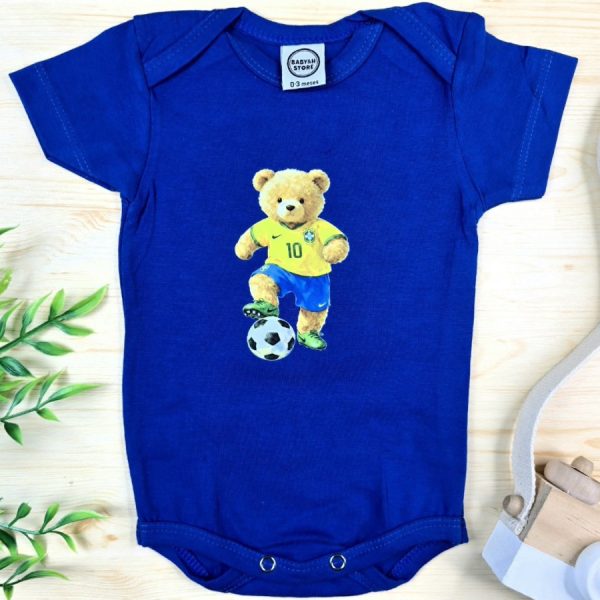 Body para Bebê Menino Manga Curta Estampado-Urso Jogador