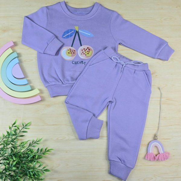 Conjunto Moletom Infantil Menina Lilás-Cereja