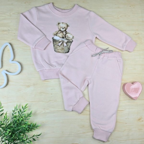 Conjunto Moletom Infantil Menina Rosa -Ursinhas