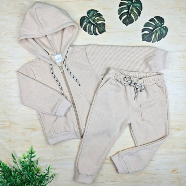 Conjunto Moletom Trabalhado Infantil Menino - Bege