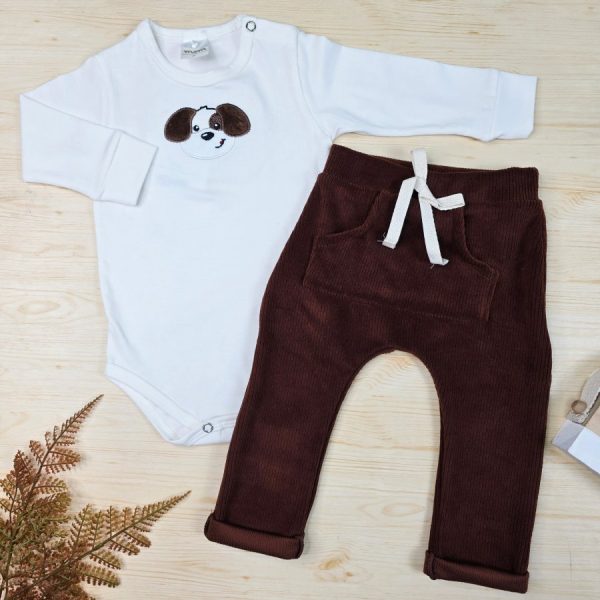 Conjunto Body Algodão Premium Bordado e Calça Veludo Canelado – Dog