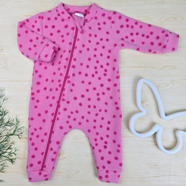 Macacão Soft Pijama Bebê Menina Rosa - Poá