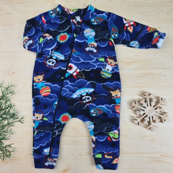 Macacão Soft Pijama Bebê Menino Azul - Espaço