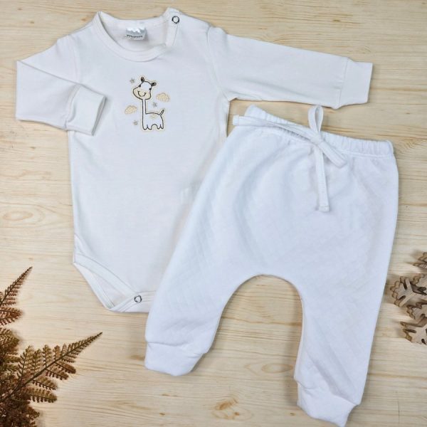 Conjunto Body Algodão Premium Bordado e Calça Matelassê – Girafa