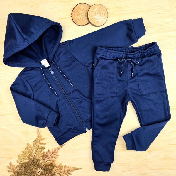 Conjunto Infantil Menino Agasalho Peluciado - Azul Marinho