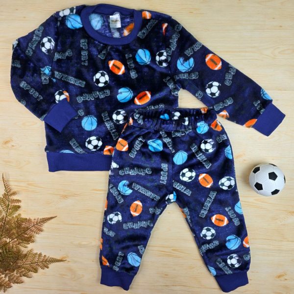 Conjunto Fleece Pijama Infantil Menino Azul Marinho -Sport