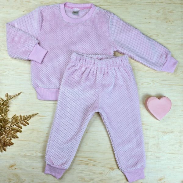 Conjunto Fleece Pijama Infantil Menina Rosa Claro - Colméia