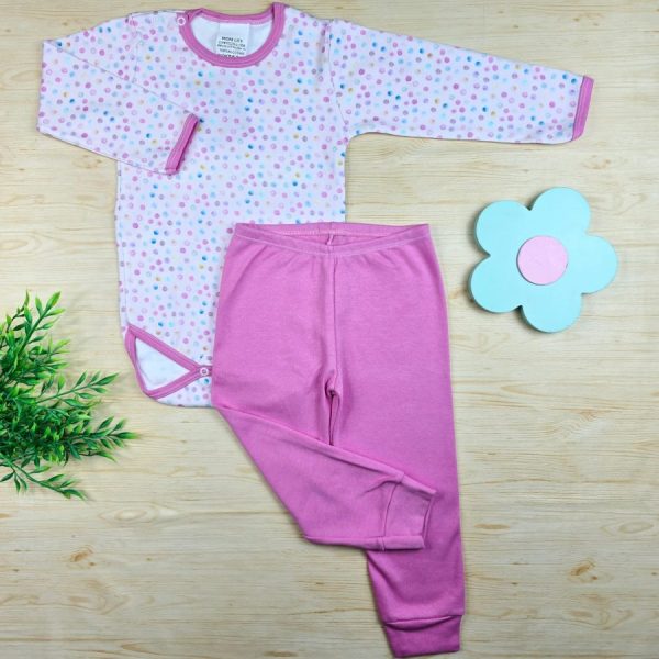 Conjunto Bebê Menina Pijama Pagão Rosa - Poá Colorido