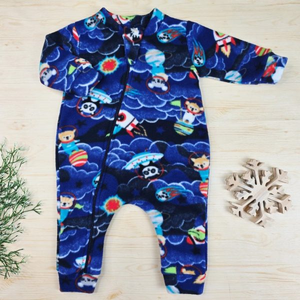 Macacão Soft Pijama Bebê Menino Azul - Espaço