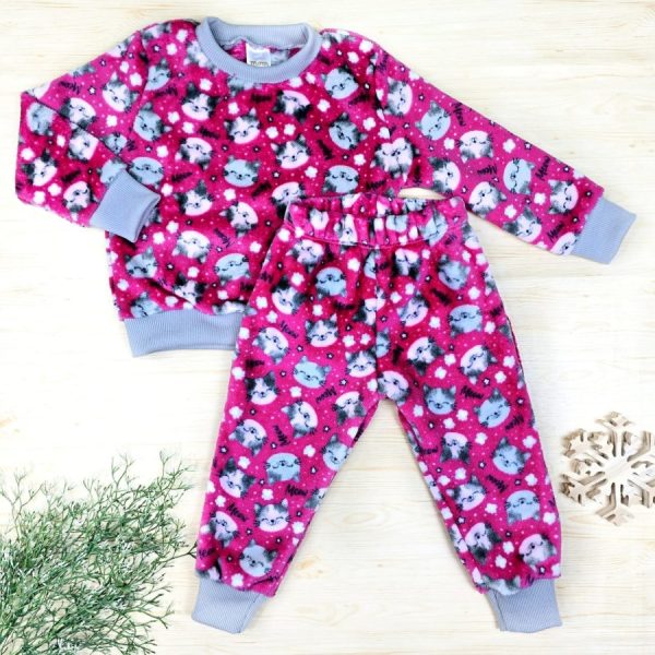 Conjunto Fleece Pijama Infantil Menina Rosa - Cat