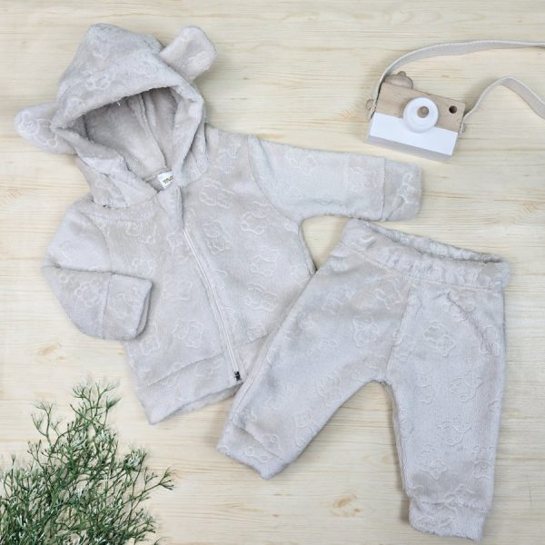 Conjunto Bebê Orelhinha Fleece Ursinho - Bege