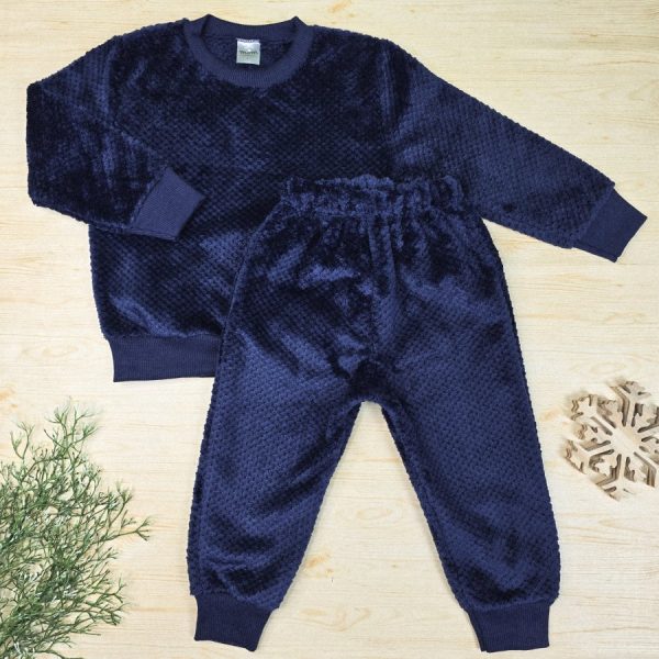 Conjunto Fleece Pijama Infantil Menino Azul Marinho - Colméia