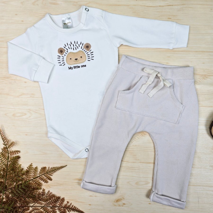 Conjunto Body Algodão Premium Bordado e Calça Veludo Canelado – Porco Espinho