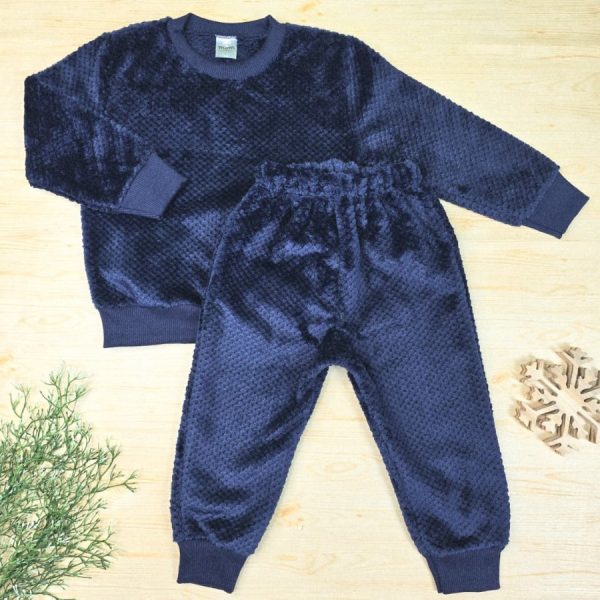 Conjunto Fleece Pijama Infantil Menino Azul Marinho - Colméia