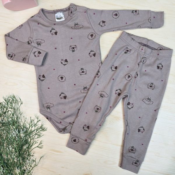 Conjunto Bebê Menina Pijama Pagão Ribana Premium Marrom - Bichinhos Girl