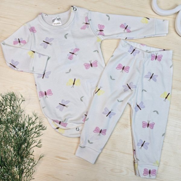 Conjunto Bebê Menina Pijama Pagão Ribana Premium - Off Borboletas