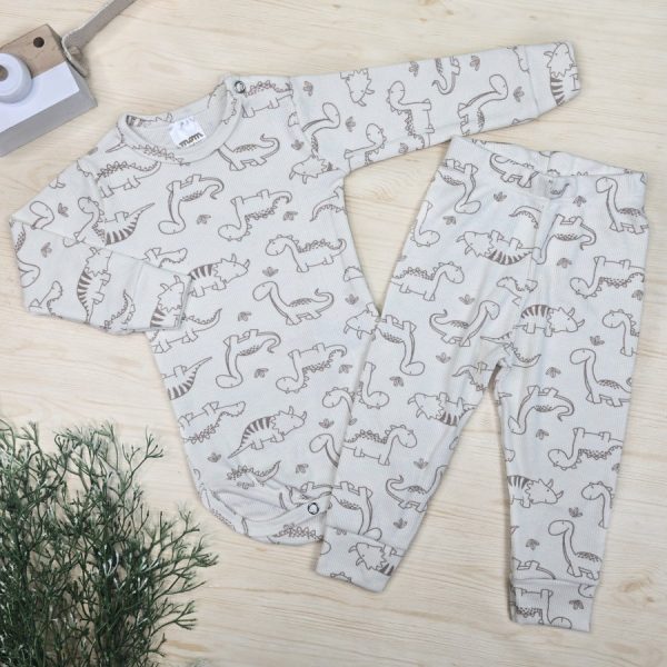 Conjunto Bebê Menino Pijama Pagão Ribana Premium - Off Dino