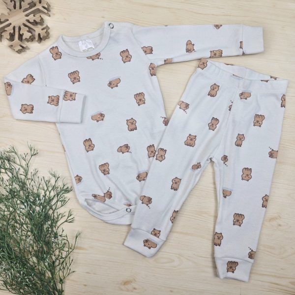 Conjunto Bebê Pijama Pagão Ribana Premium - Off Capivarinha