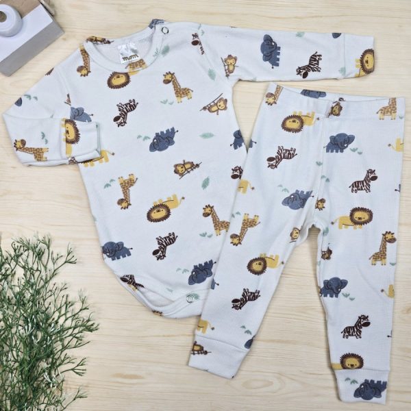 Conjunto Bebê Menino Pijama Pagão Ribana Premium - Branco Selva